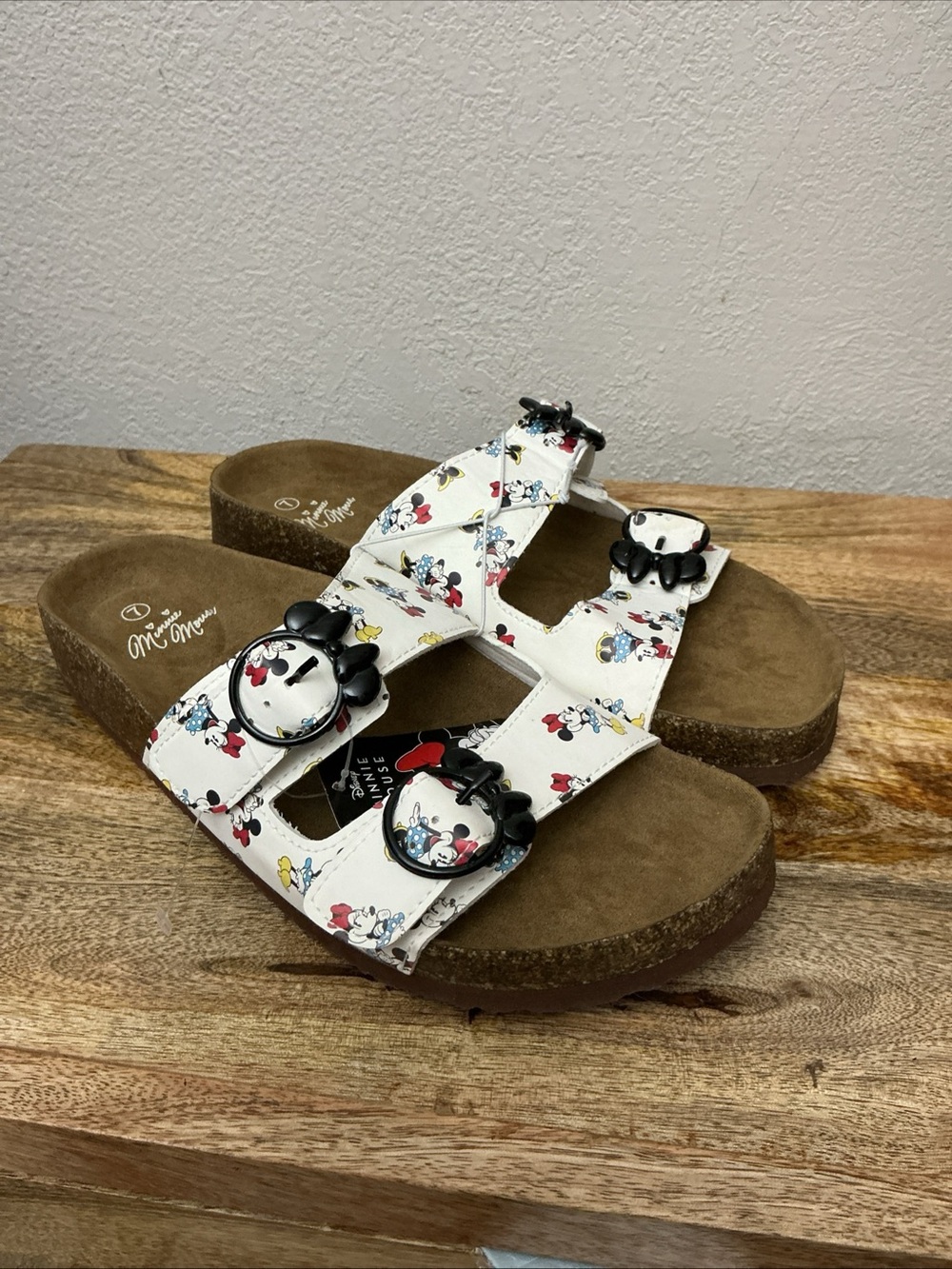 Disney Minnie Mouse Double Strap Footbed Cork Sandals Women’s 7 NEW